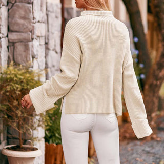 Pull de Tricot Décontracté de Couleur Unie