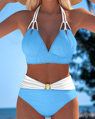 Lily™ | Traje de baño de cintura alta con tirantes dobles y color en contraste
