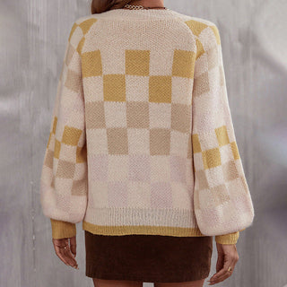 Blusa A Cuadros De Color Contrastante