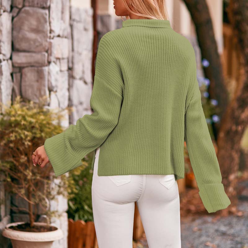 Pull de Tricot Décontracté de Couleur Unie