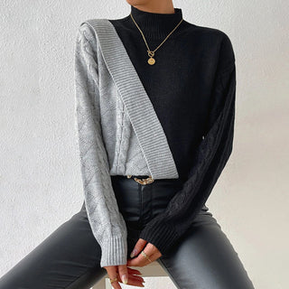 Suéter Casual de Punto Patchwork