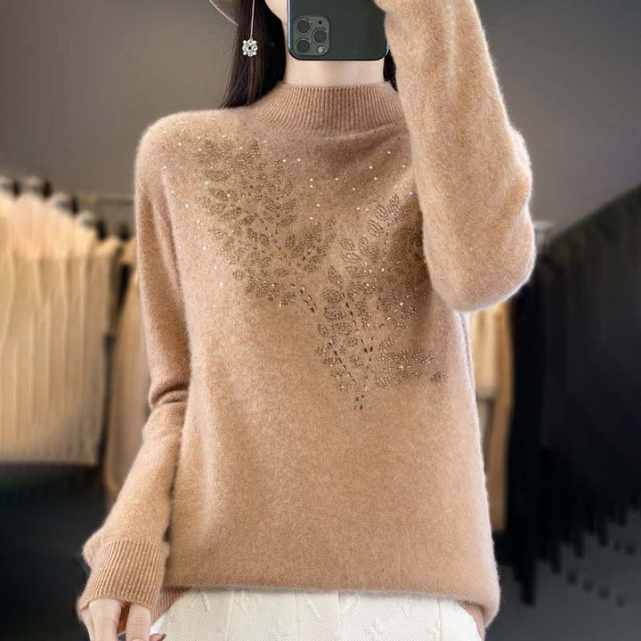 Suéter De Tricot Con Motivo De Hojas