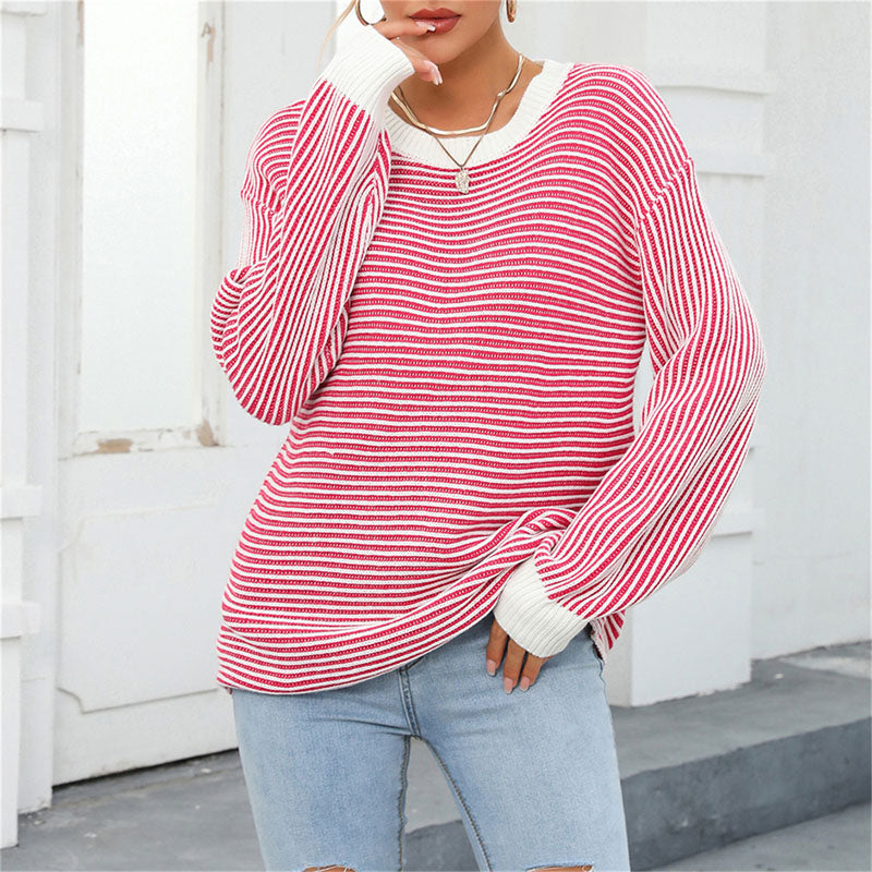 Suéter De Tricot Rayado Casual