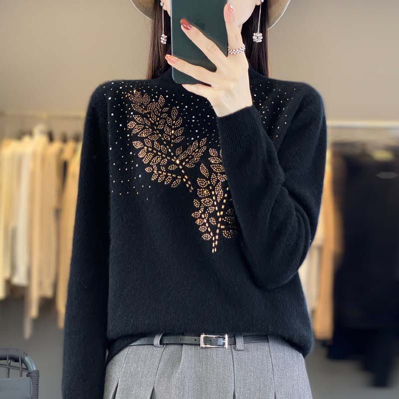 Suéter De Tricot Con Motivo De Hojas