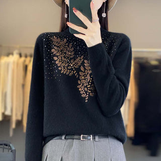 Suéter De Tricot Con Motivo De Hojas