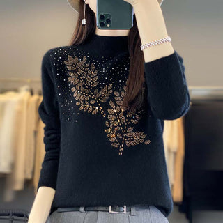 Suéter De Tricot Con Motivo De Hojas