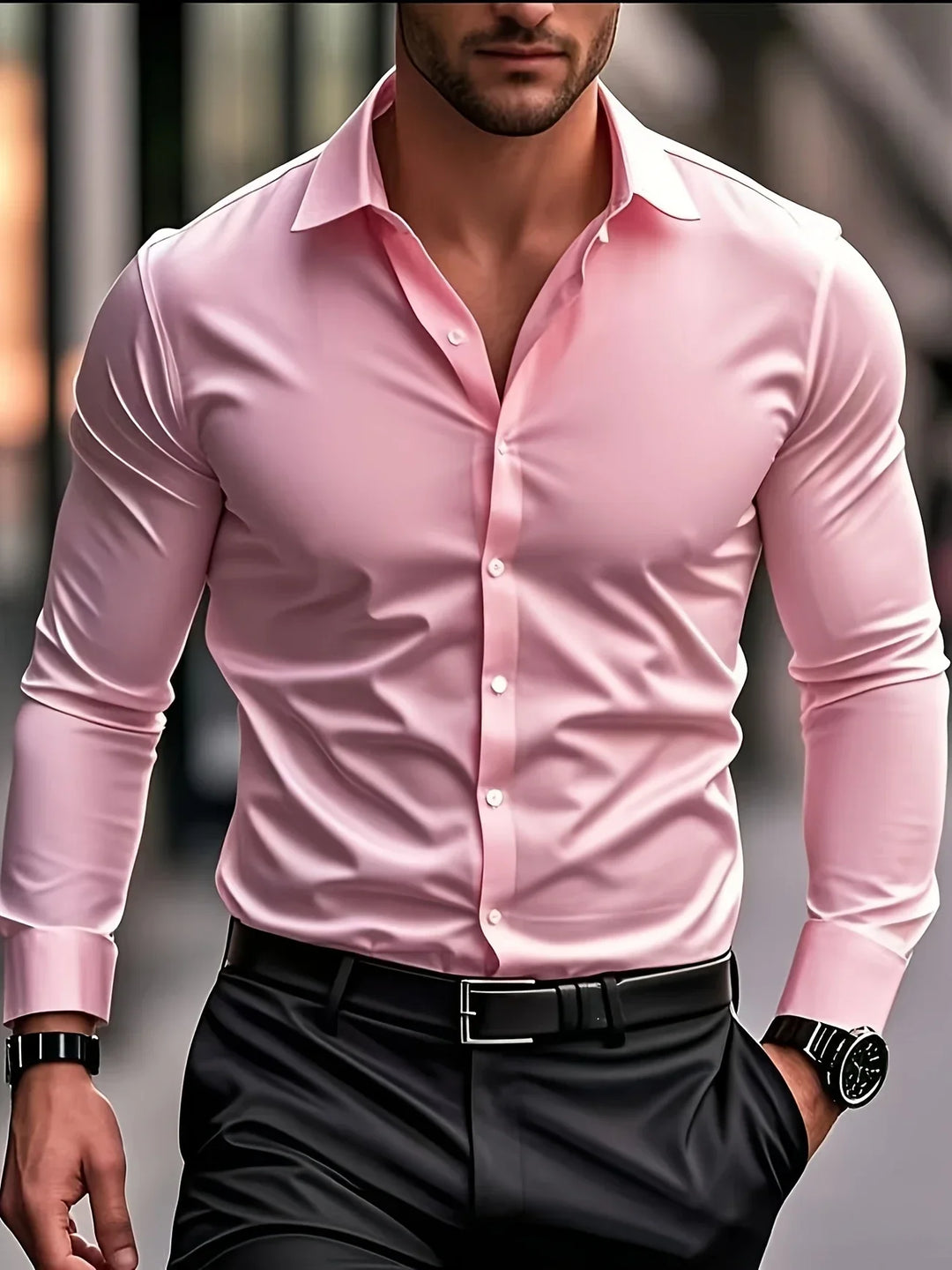 Elvoria | Camisa elegante de manga larga con botones