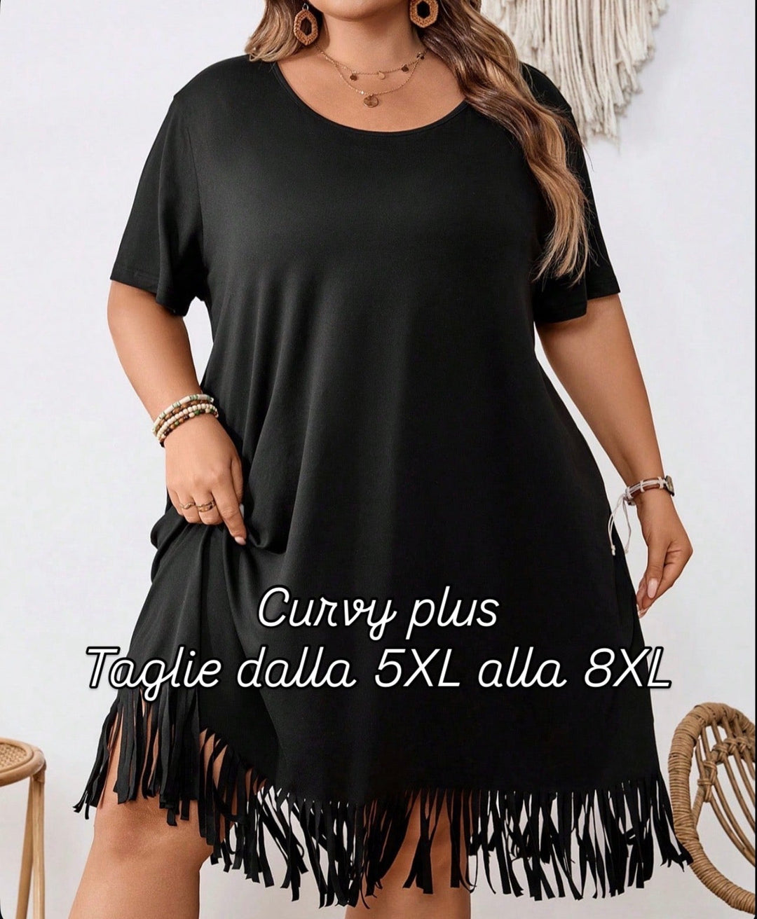 Vestido de color sólido para mujer con dobladillo desflecado de talla grande