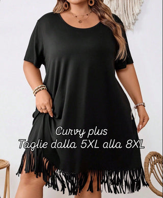 Vestido de color sólido para mujer con dobladillo desflecado de talla grande