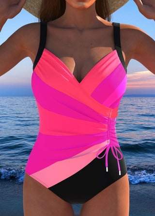 Mercedes™ | Traje de baño de lujo con escote cruzado y estampado multicolor