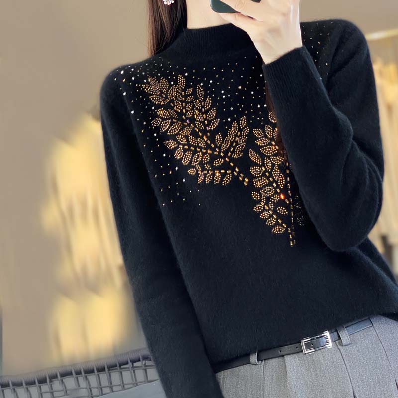 Suéter De Tricot Con Motivo De Hojas