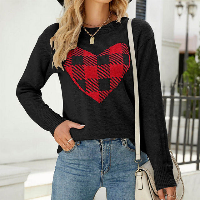 Suéter de Tricot con Corazón Casual