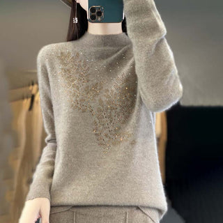 Suéter De Tricot Con Motivo De Hojas