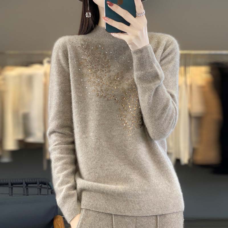 Suéter De Tricot Con Motivo De Hojas
