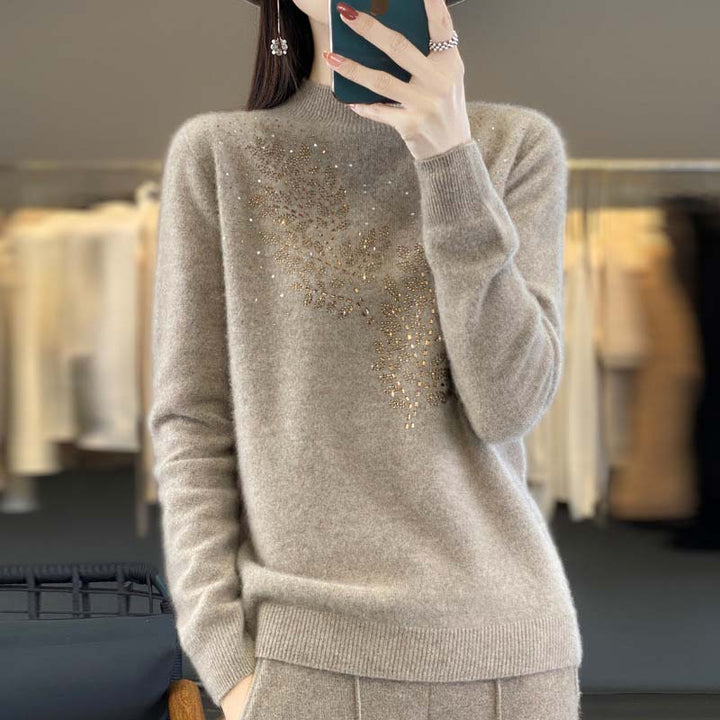 Suéter De Tricot Con Motivo De Hojas