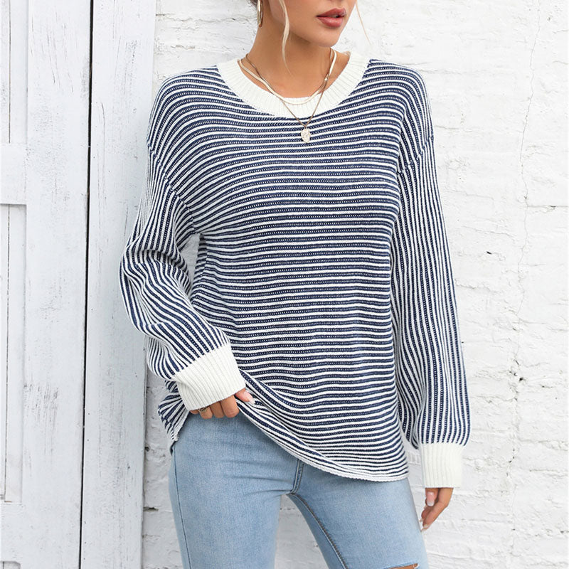 Suéter De Tricot Rayado Casual