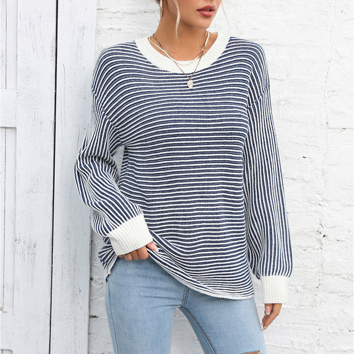 Suéter De Tricot Rayado Casual