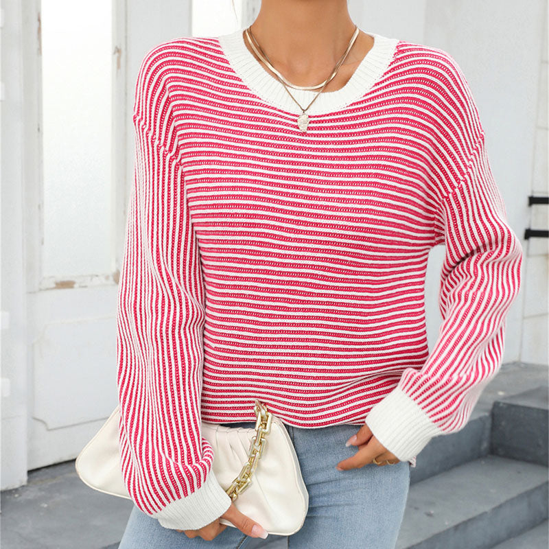 Suéter De Tricot Rayado Casual