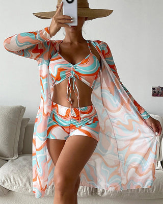 Gabriela™ | Conjunto de bikini de 3 piezas con estampado