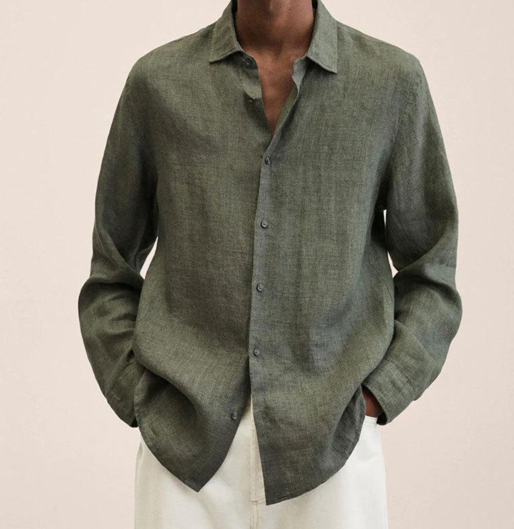 Elvoria | Camisa Clásica de Lino para Hombre