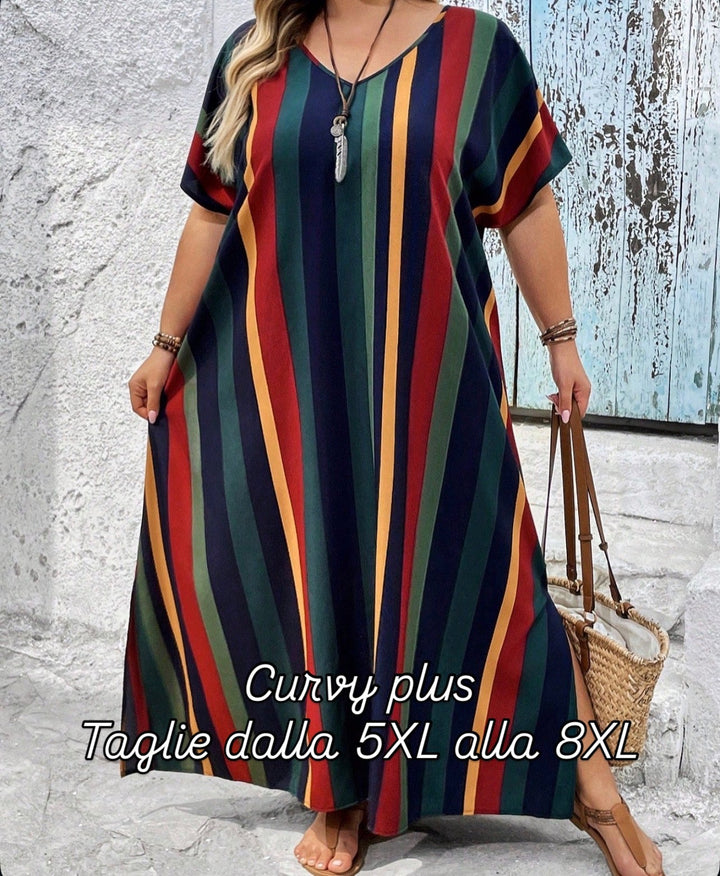 Vestido largo de playa midi con estampado de limones por todas partes y lazos laterales