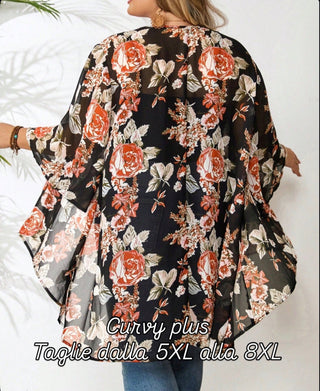 Cardigan largo negro casual y amplio de encaje para mujeres,
