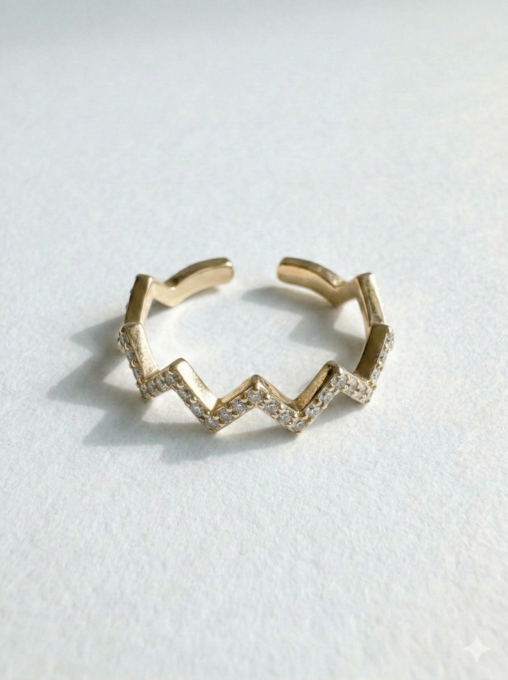 Anillo zigzag con piedras preciosas Martina
