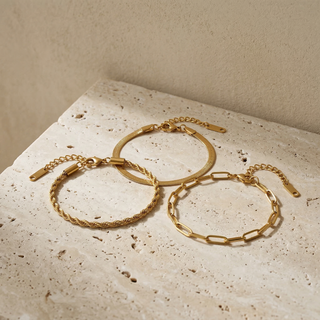 Esencial | Conjunto de pulseras chapadas en oro de 18 quilates