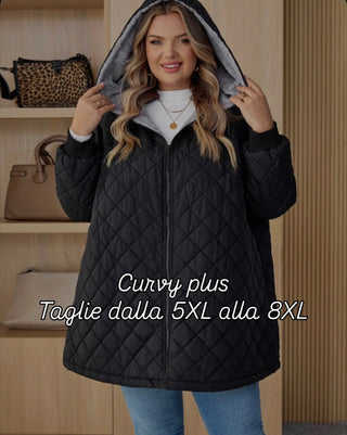 Abrigo acolchado con capucha de forro polar, talla curvy/plus size, para mujer, adecuado para otoño/invierno