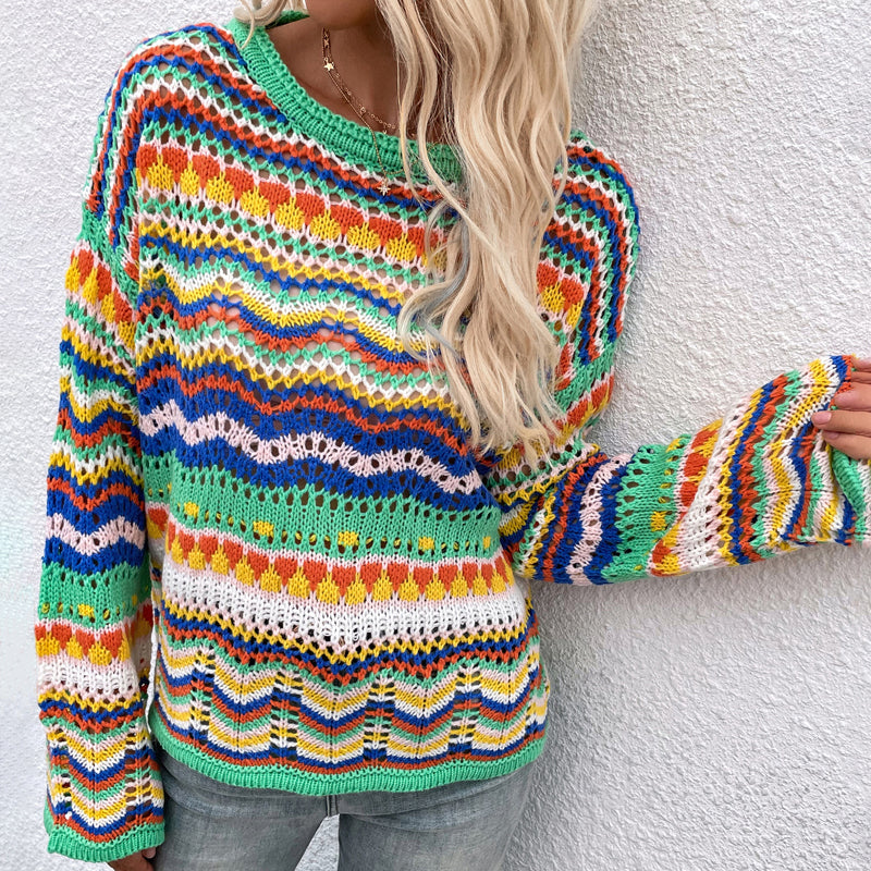 Pull De Tricot Rayé Colorido