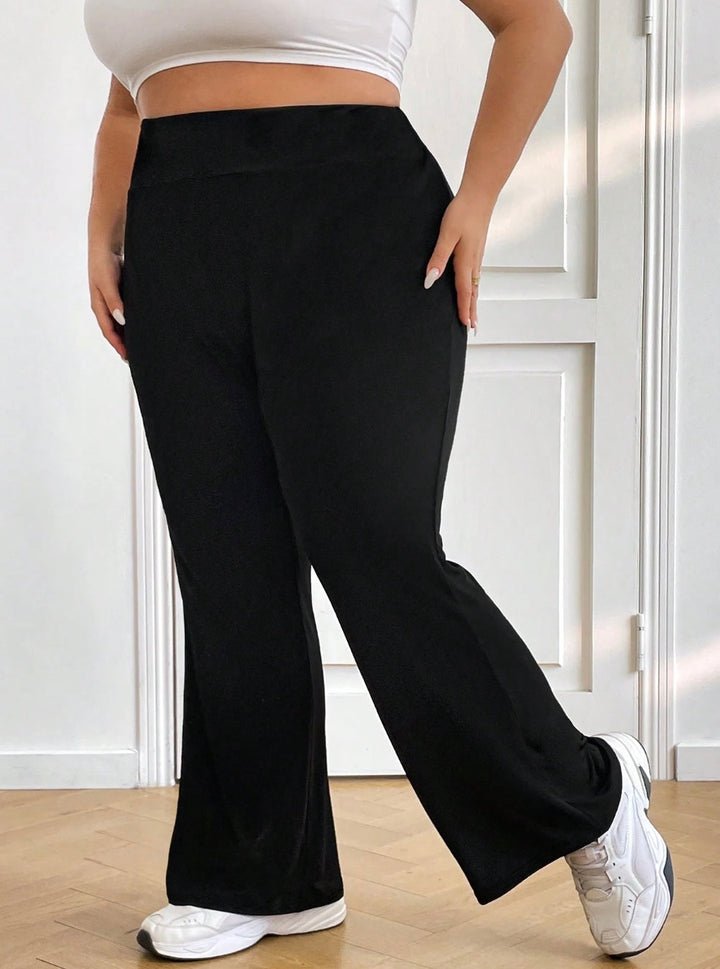 Pantalones casuales de cintura alta y ancha con elástico para mujer, pantalones frescos de verano y primavera para mujer, pantalones de campana