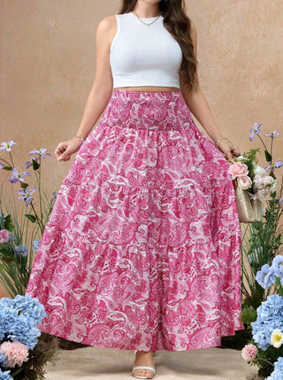 Vestido casual cómodo y romántico con estampado floral, estilo resort, de talla grande