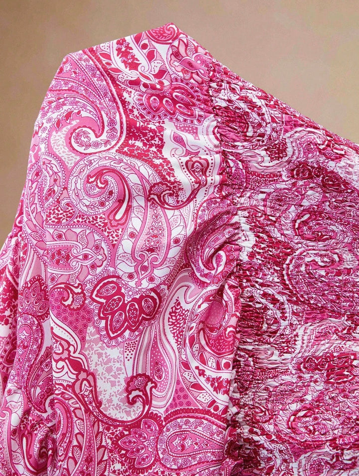 Vestido casual cómodo y romántico con estampado floral, estilo resort, de talla grande