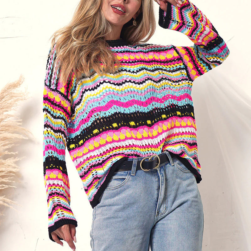 Pull De Tricot Rayé Colorido