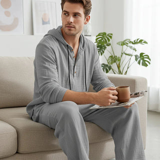 Elvoria | Conjunto de Top y Pantalón Casual con Capucha para Hombre de 2 Piezas