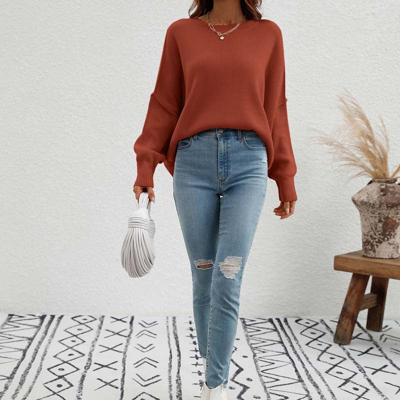 Suéter De Punto Casual De Color Sólido