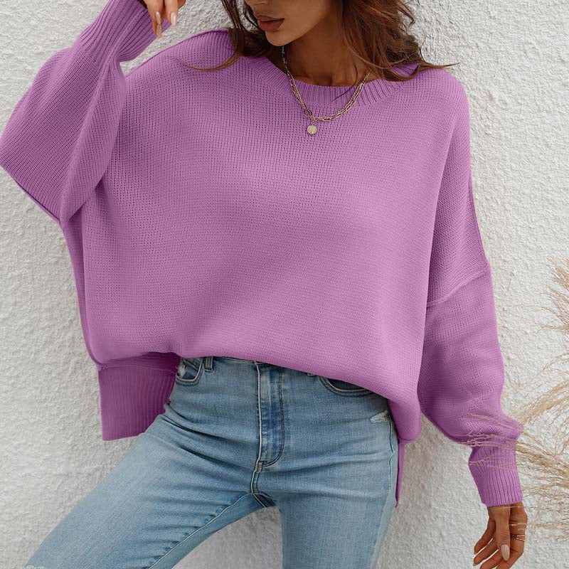 Suéter De Punto Casual De Color Sólido
