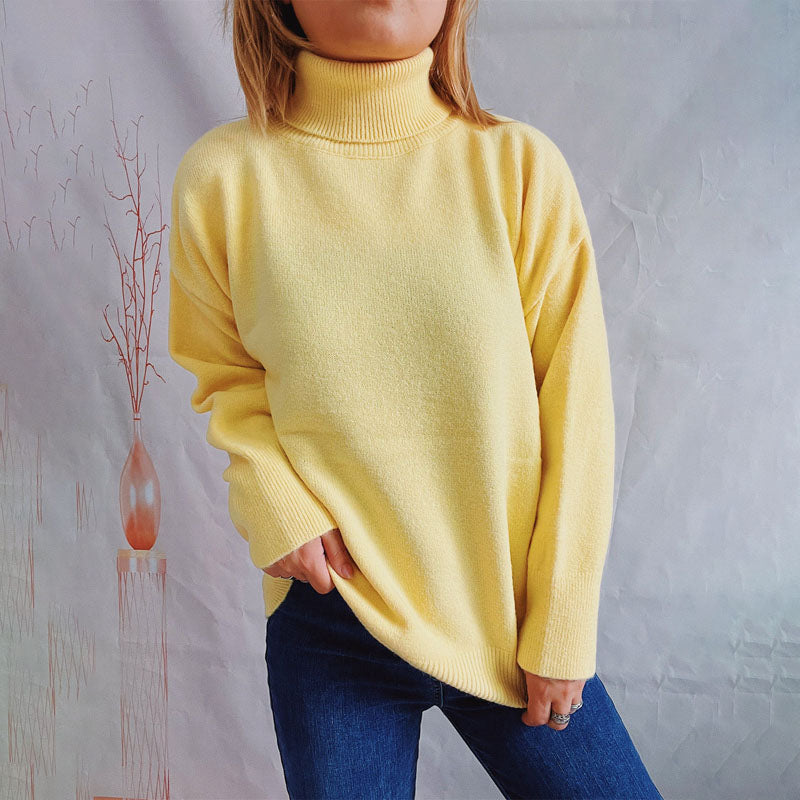 Suéter De Tricot Desenfadado De Color Sólido