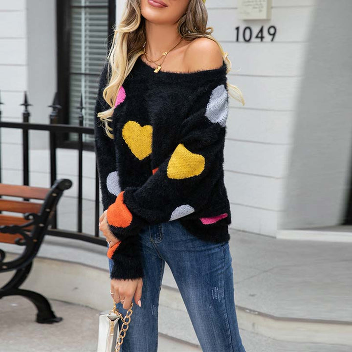 Suéter De Tricot Con Motivo De Corazón