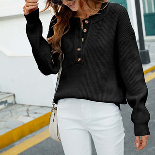 Suéter De Tricotaje Casual De Color Sólido