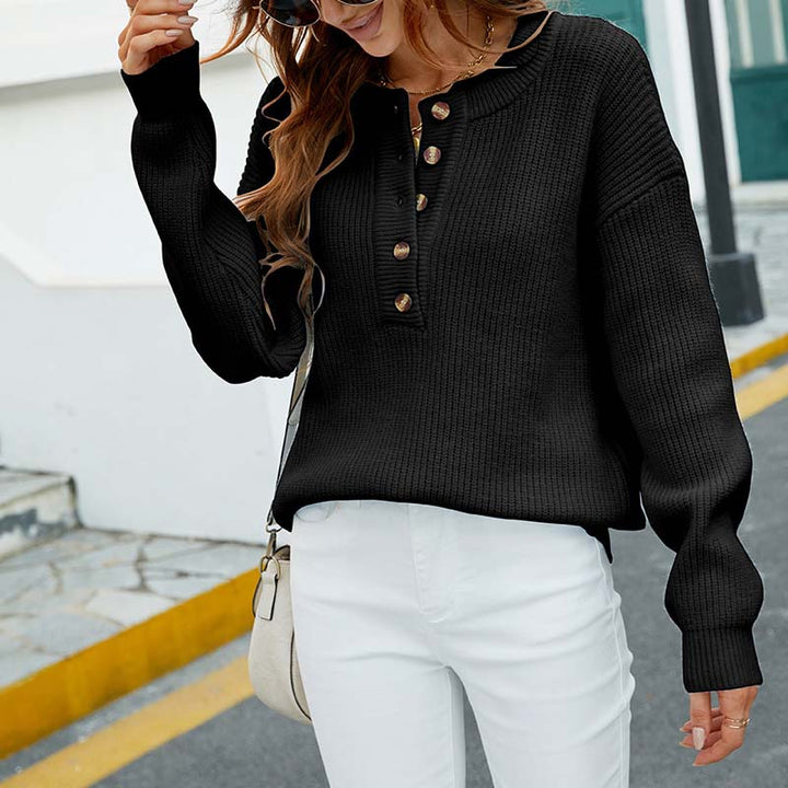 Suéter De Tricotaje Casual De Color Sólido