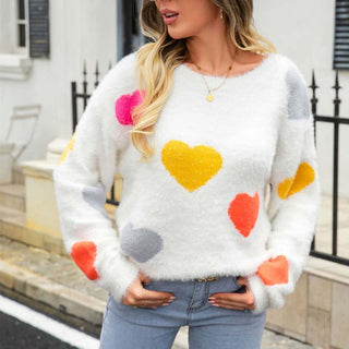 Suéter De Tricot Con Motivo De Corazón