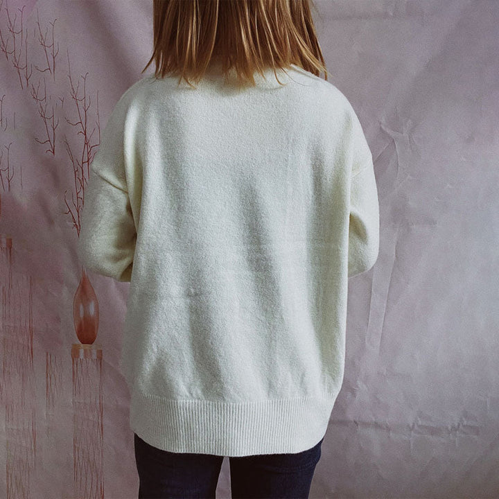 Suéter De Tricot Desenfadado De Color Sólido