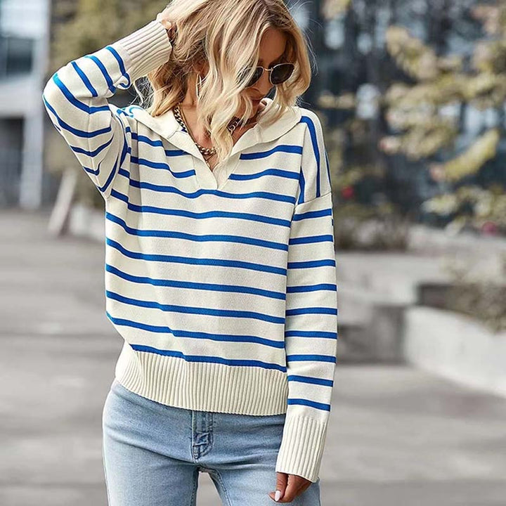 Pull De Tricot Rayé Décontracté
