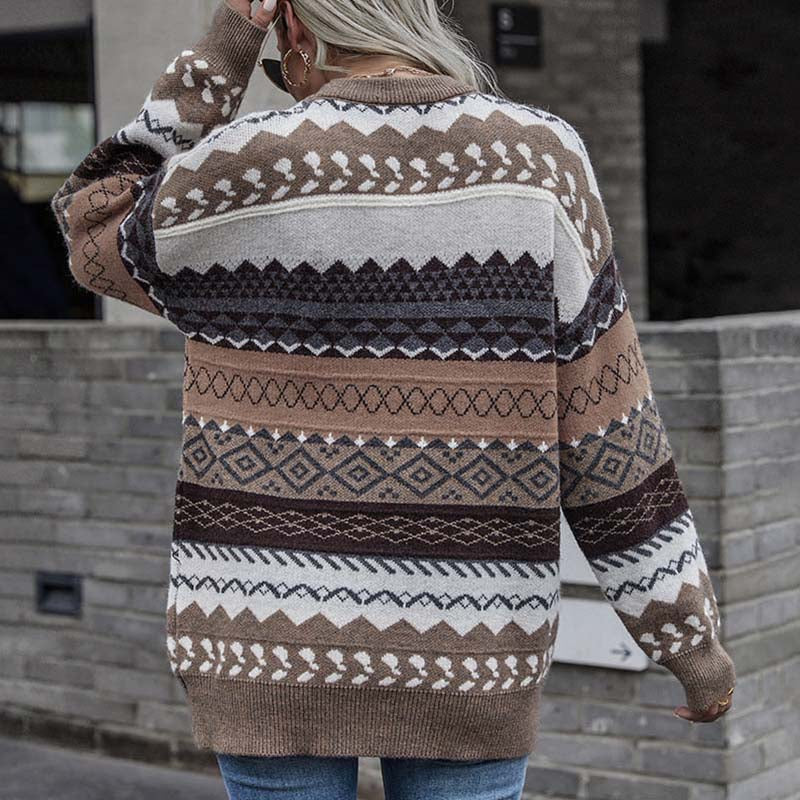 Jersey de Tricot Geométrico Vintage