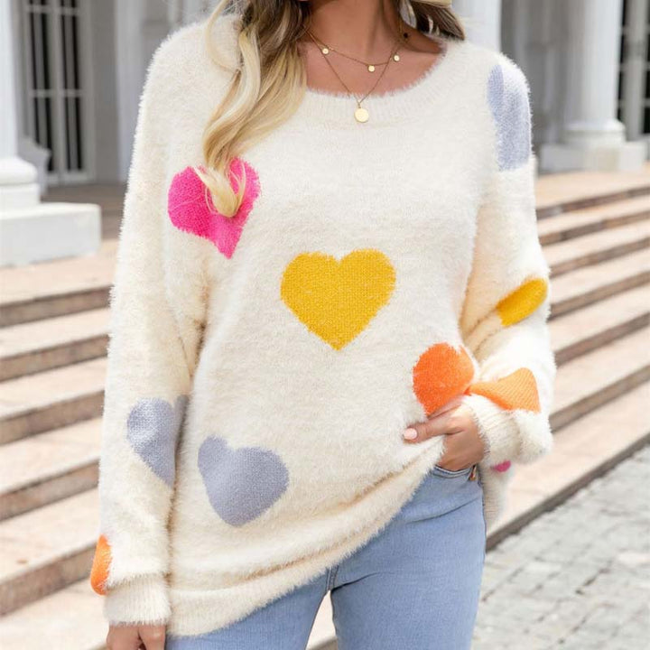 Suéter De Tricot Con Motivo De Corazón