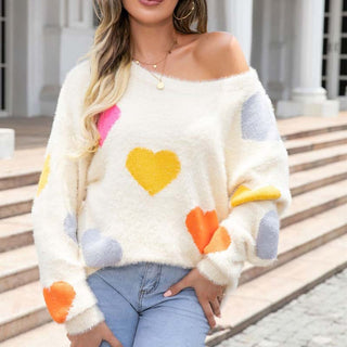 Suéter De Tricot Con Motivo De Corazón