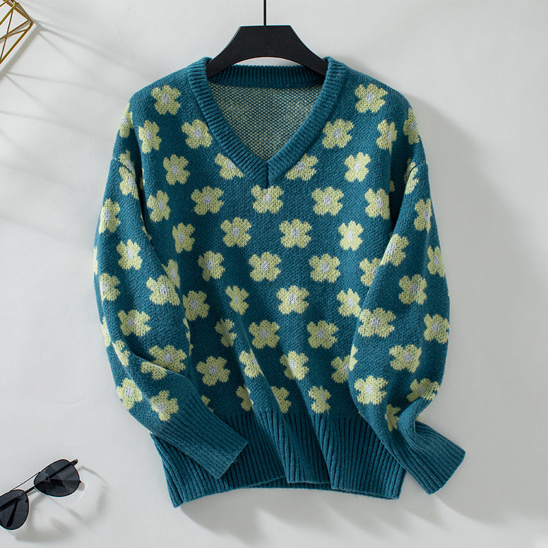 Suéter Casual De Punto Floral