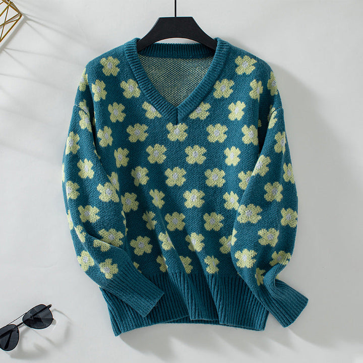 Suéter Casual De Punto Floral