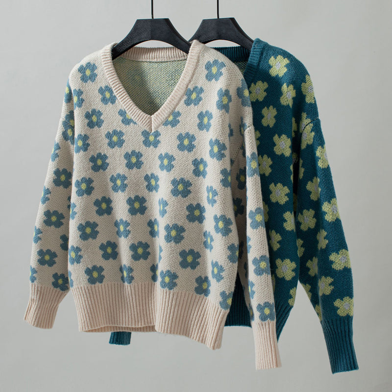 Suéter Casual De Punto Floral